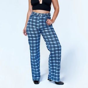 ALICE WIDE LEG CHECK JEANS DENIM